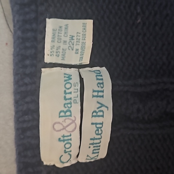 Vintage  Croft & Barrow Women's Cardigan Sweater sz 22W Navy with  floral design - Picture 6 of 10